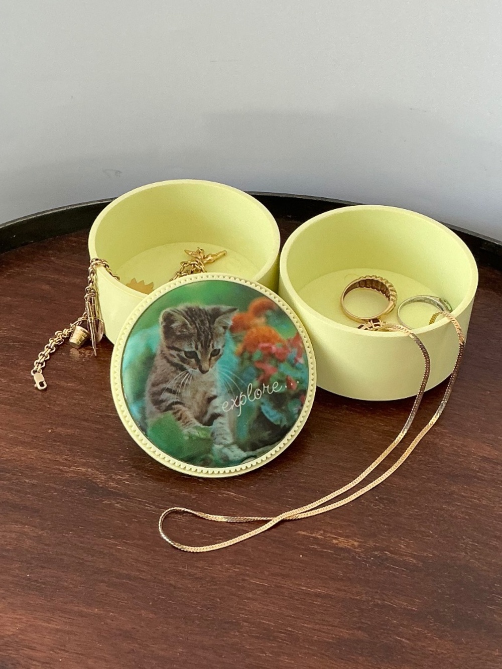 Vintage 1970s Springbok Hallmark Stackable Kitten Trinket Box Tower Retro
